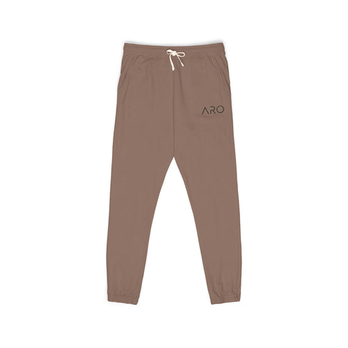 ARO Fleece Sweatpants "ARC" Minimal Embroidered Joggers — Soft Garment-Dyed Lounge Pants