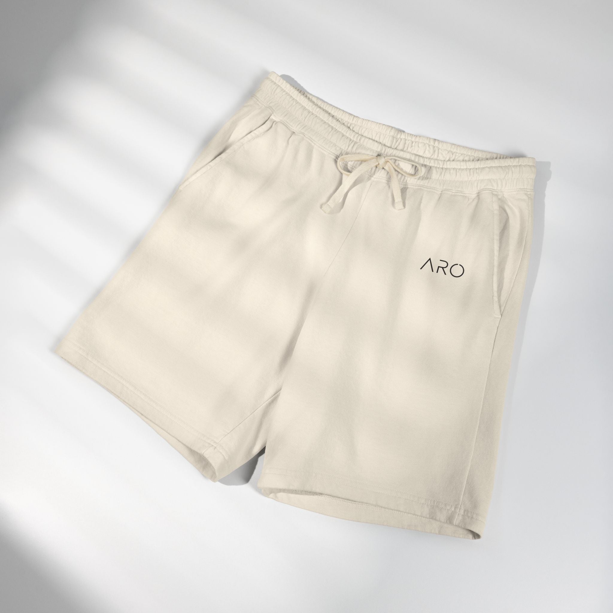 Lightweight Fleece Sweat Shorts — Garment-Dyed Casual Lounge Shorts with ARO Logo