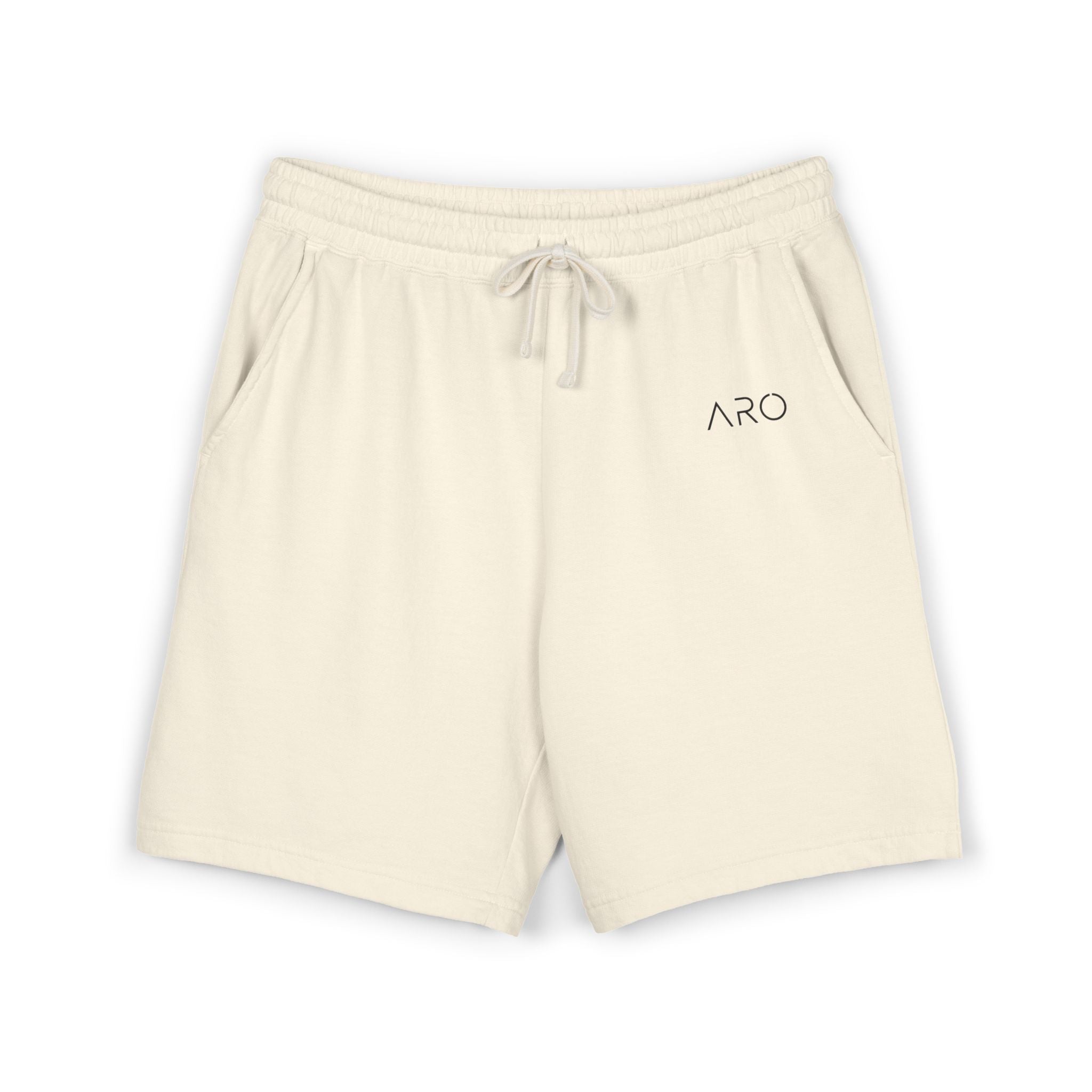 Lightweight Fleece Sweat Shorts — Garment-Dyed Casual Lounge Shorts with ARO Logo