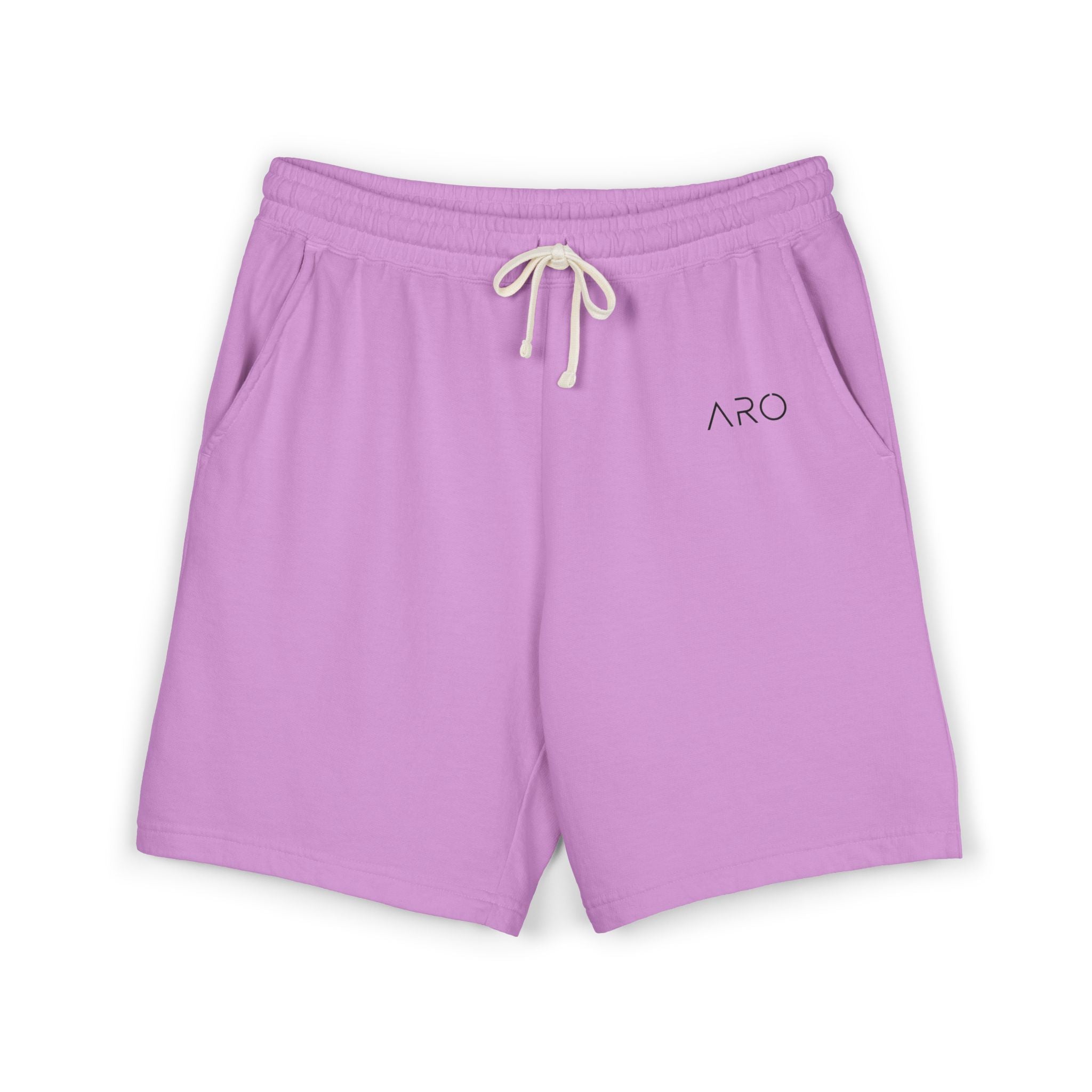 Lightweight Fleece Sweat Shorts — Garment-Dyed Casual Lounge Shorts with ARO Logo